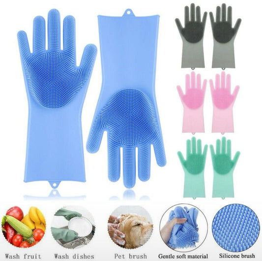 Reusable silicon dishwashing gloves